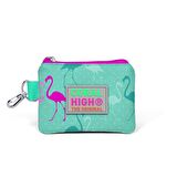 Coral High Kids Su Yeşili Neon Pembe Flamingo Desenli Bozuk Para Çantası 21725