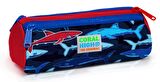 Coral High Mavi-Kırmızı Köpekbalığı Baskılı Üç Bölmeli Kalem Çantası -Erkek Çocuk
