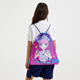 Coral High Kids Mor Pembe Mavi K-Pop Desenli İpli Büzgülü Sırt Çantası 22477