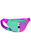 Coral High Kids Pembe Su Yeşili Kedi Desenli Simli Bel Çantası 22548