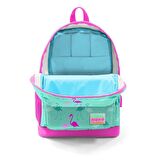 Coral High Kids Su Yeşili Neon Pembe Flamingo Desenli Dört Bölmeli USB Şarjlı Kulaklık Çıkışlı Okul Sırt Çantası 23275