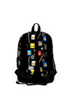 Coral High Kids Siyah Ninja Desenli USB Şarjlı Kulaklık Çıkışlı Okul Sırt Çantası 23285