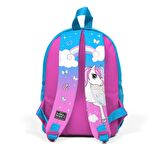 Mavi-Pembe Unicorn Desenli İki Bölmeli Kız Yuva Sırt Çantası