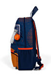 Minik Yuva Sırt Çantası Turuncu Lacivert Basketbol Desenli İki Bölmeli 23566