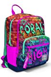 Coral High Pembe Lacivert Grafiti Yazılı Okul Sırt Çantası 23629