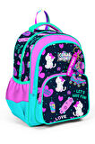Coral High Kids Lacivert Pembe Kedili Paten Desenli Üç Bölmeli Okul Sırt Çantası 23658