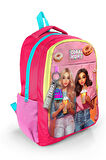 Coral High Kids Pembe Neon Mercan Fashion Girl Desenli Üç Bölmeli Okul Sırt Çantası 23669