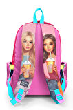Coral High Kids Pembe Neon Mercan Fashion Girl Desenli Üç Bölmeli Okul Sırt Çantası 23669