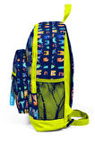 Coral High Kids Lacivert Neon Sarı Monster Desenli Dört Bölmeli Okul Sırt Çantası 23726