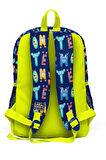 Coral High Kids Lacivert Neon Sarı Monster Desenli Dört Bölmeli Okul Sırt Çantası 23726