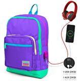 Coral High Mor İlkokul ve Günlük Sırt Çantası - Kız Çocuk - USB Soketli
