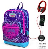 Coral High Mor Pembe Kalp İlkokul ve Günlük Sırt Çantası - Kız Çocuk - USB Soketli