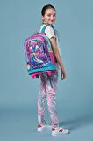 Coral High Kids Pembe Turkuaz Kulaklık Paten Desenli Üç Bölmeli Çekçekli Okul Sırt Çantası 23954