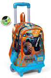 Coral High Kids Mavi Turuncu High Wheels Truck Desenli Üç Bölmeli Çekçekli Okul Sırt Çantası 23978