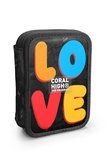 Coral High Kids Renkli Love Desenli Çift Katlı Kalem Çanta 31109