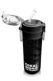 Coral High Kids Gri Basketbol Desenli Pipetli ve Direkt İçim Çelik Termos 500 ml 31856