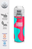 Coral High Kids Neon Mercan Turuncu Desenli Pipetli ve Direkt İçim Çelik Termos 500 ml 31885