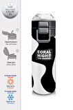 Coral High Kids Siyah Beyaz Desenli Pipetli ve Direkt İçim Çelik Termos 500 ml 31887
