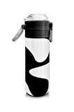 Coral High Kids Siyah Beyaz Desenli Pipetli ve Direkt İçim Çelik Termos 500 ml 31887