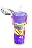 Coral High Kids Sarı Pembe Sevimli Köpek Desenli Pipetli ve Direkt İçim Çelik Termos 500 ml 31953
