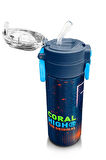 Coral High Kids Turuncu Lacivert Basketbol Desenli Pipetli ve Direkt İçim Çelik Termos 500 ml 31967