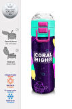 Coral High Kids Mor Pembe Dondurma Desenli Pipetli ve Direkt İçim Çelik Termos 500 ml 31980