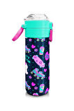 Coral High Kids Lacivert Pembe Kedili Paten Desenli Pipetli ve Direkt İçim Çelik Termos 500 ml 31983