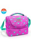 Coral High Kids Neon Pembe Su Yeşili Kalpj Desenli Thermo İki Katlı Beslenme Çantası 37212