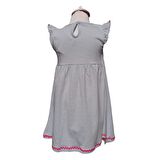 Kız Çocuk Elbise Unicorn Baskılı Çizgili Beyaz Mavi