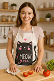 I Meow You Mutfak Önlüğü Kedi Desenli, Sıvı Geçirmez Sevimli Tasarım