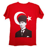 5 Yaş 12 Yaş Arası  Türk Bayrağı Üzeri Atatürk Baskılı Çocuk Tişört Unisex T-Shirt