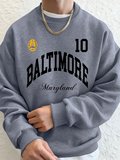 Baltimore Maryland Amblem Baskıları Erkek Tişörtü Sonbahar Bisiklet Yaka Kapüşonlu Üst Temel