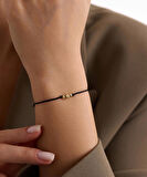 14 Ayar Altın Siyah İpli 3 Dorika Bileklik