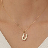 14 Ayar Altın Ü Harf Küçük Füzyon Kolye