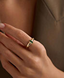 14 Ayar Altın Yeşil Taşlı Yüzük