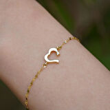 14 Ayar Altın Açık Kalp Aynalı Zincir Bileklik