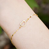 14 Ayar Altın Sade Kalp Aynalı Zincir Bileklik