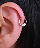 14 Ayar Altın Taşlı Kalp Halka Tragus Piercing