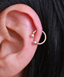 14 Ayar Altın Çift Toplu Halka Tragus Piercing
