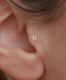 14 Ayar Altın Taşlı Kar Tanesi Tragus Piercing