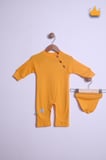 Babyhola %100 Pamuk Yaka Düğmeli İnterlok Reglan Kol Tulum Bere Takım 583