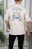 SPARKMOD Açık Yeşil Ön Arka Baskılı Oversize Stil T-Shirt