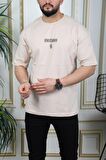 SPARKMOD Açık Yeşil Ön Arka Baskılı Oversize Stil T-Shirt