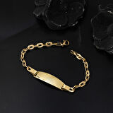 Zincirli İsim Yazılabilen 14 Ayar Altın Çocuk Künyesi