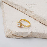 Zincir Tasarım 14 Ayar Altın Tektaş Yüzük