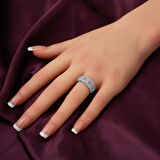 Beyaz Altın Baget Beştaş Yüzük 14 Ayar