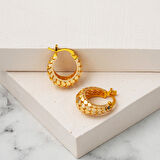 Kalın Pullu Halka 14 Ayar Altın Küpe