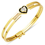 Kalpli Mineli Altın Kelepçe Bilezik