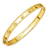 Yoncalı 14 Ayar Altın Kadın Kelepçe Bilezik