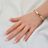 Yoncalı 14 Ayar Altın Kadın Kelepçe Bilezik